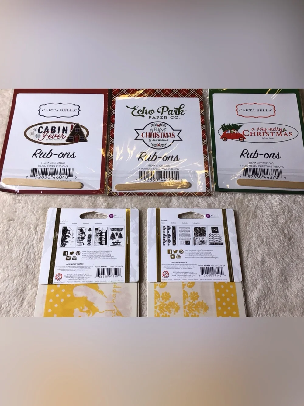 Holiday Themed Rub-On Transfers - Assorted Christmas Designs